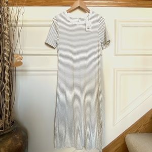 Striped Short Sleeve Rib Knit T-Shirt Dress